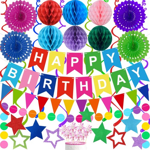 Birthday Decorations Colorful Happy Banner Paper Colorful,