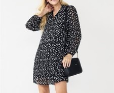 Nine West Animal Print Long Sleeve Dress large