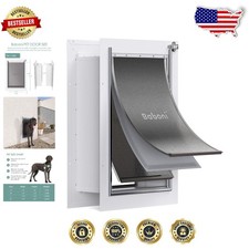 Large Pet Door Wall Mount 3-Flap Steel Frame Telescoping Tunnel Aluminum Lock