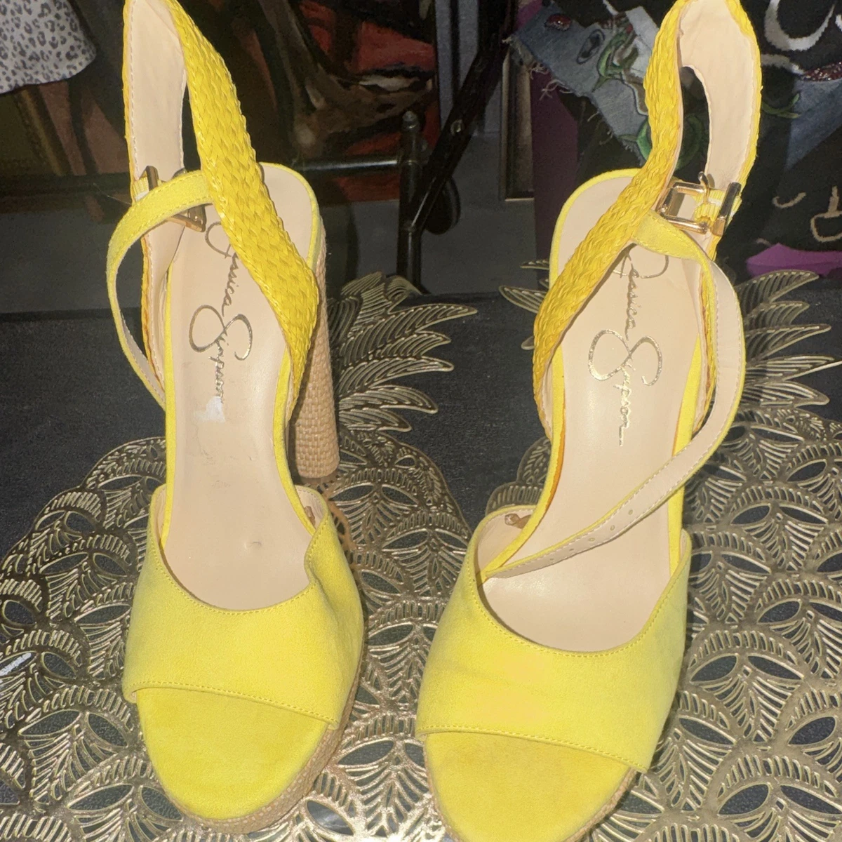 NWOT - Tod\'s Yellow T-Strap Platform Heels - Size 7.5 SATIN T ANKLE STRAP SANDAL | TOM FORD Fashion main image 3