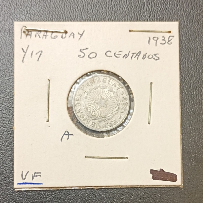 Paraguay 1938 50 Centavos Coin Y17 VF Uncertified Republica del Paraguay