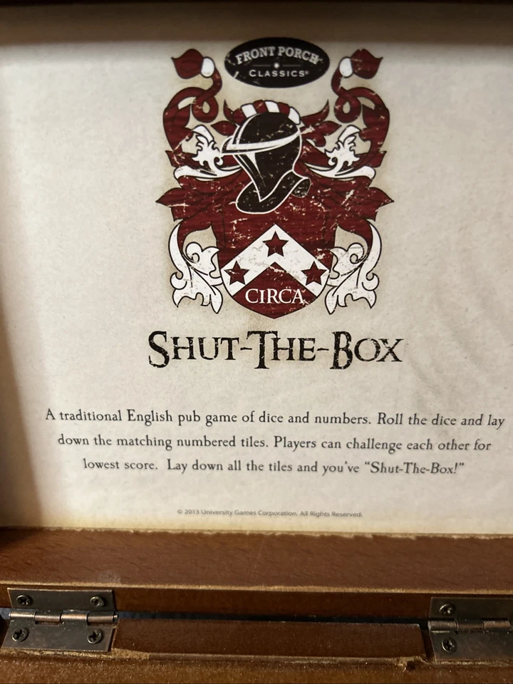 SHUT THE BOX English Pub Game Wooden Box & Dice with Instructions - Image 3 of 4
