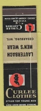 Matchbook Cover - Curlee Men's Clothes Lauterbach Cedarburg WI
