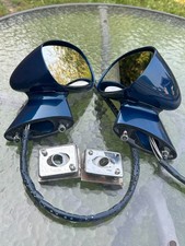 C3 Corvette Bullet Mirror Set 77-82 - Dual Remote Cable Wplates Navy Blue