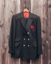 Vintage 1960s Black Double Breasted 2 Piece Suit - Haggar