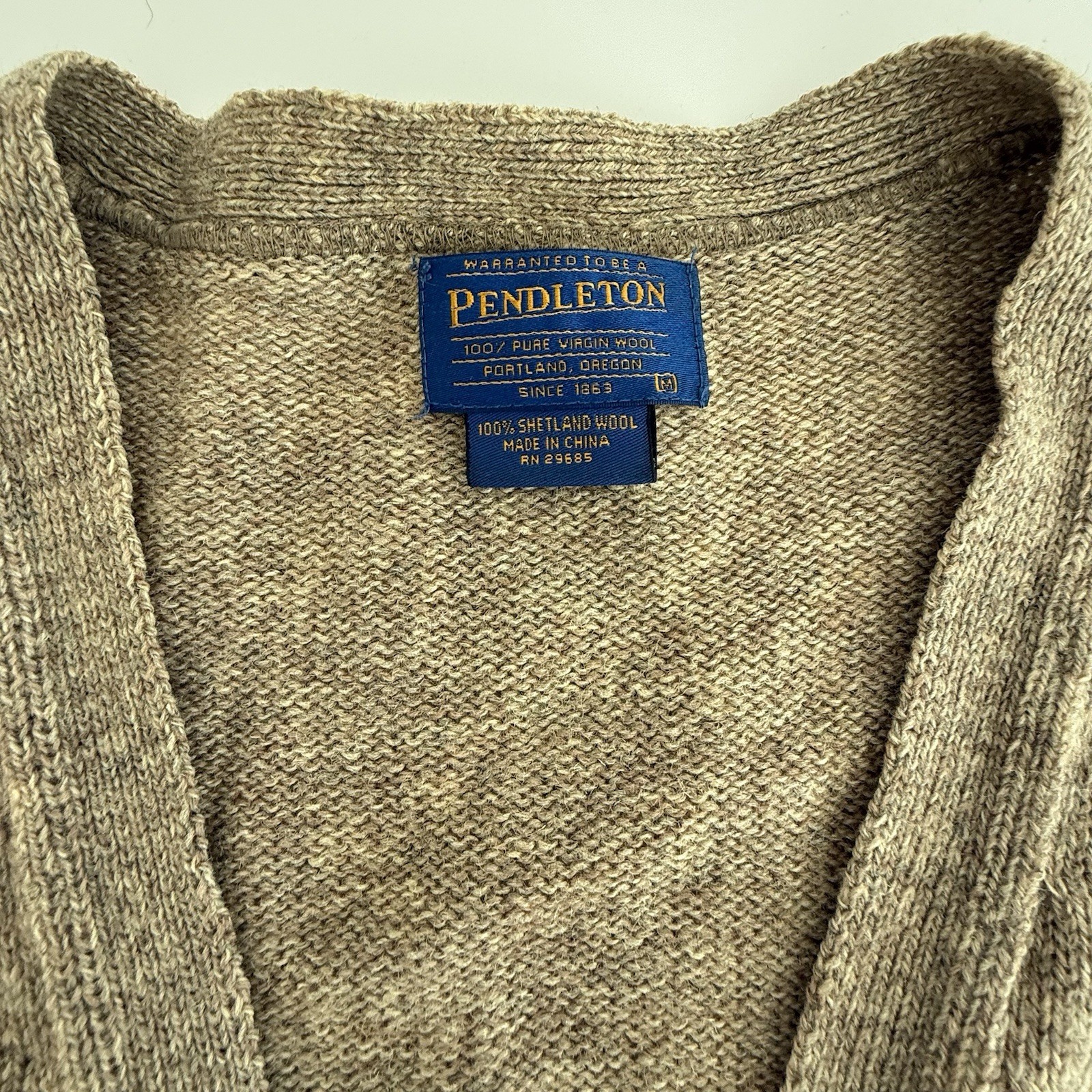 Pendleton Shetland Wool Knit Button Accent Beige … - image 4