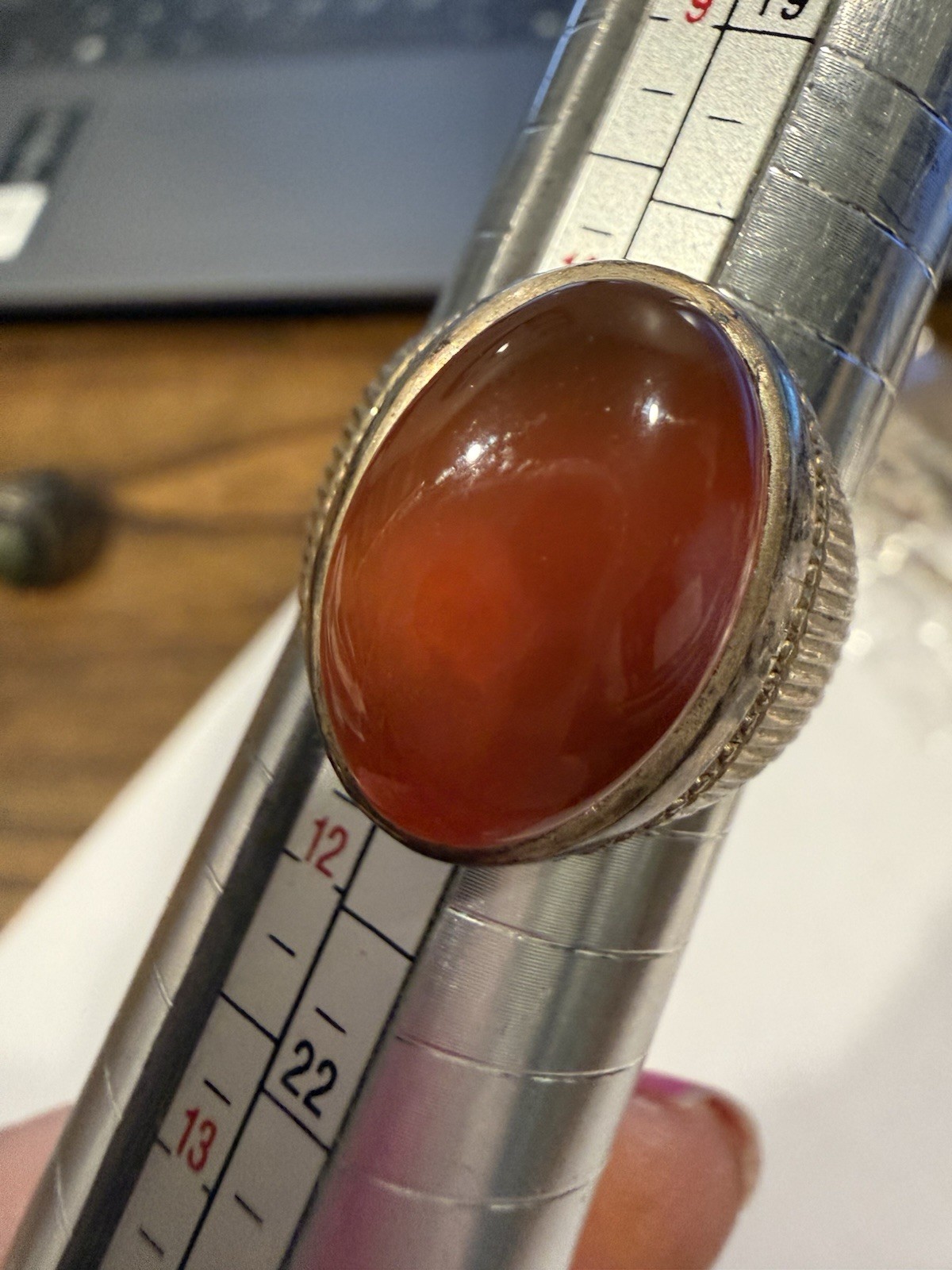 Orange Stone Ring Sterling Silver - image 1