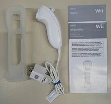 Original OEM Nintendo Wii White Nunchuck w/ Motion Plus Adapter, Cover, & Manual