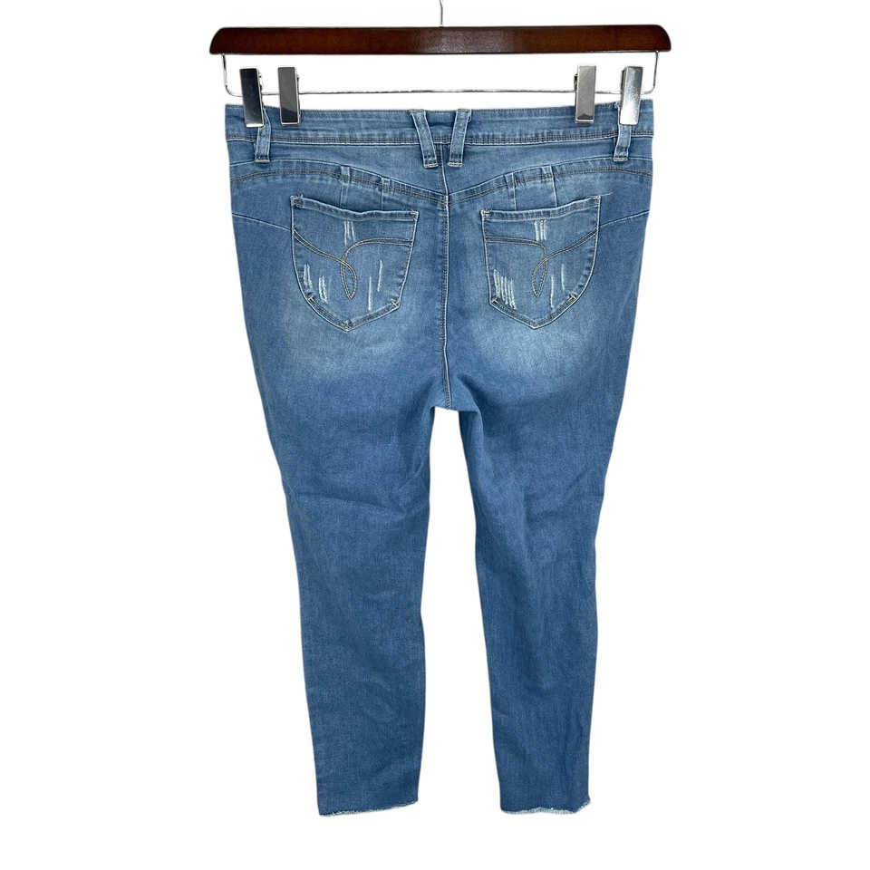 YMI Wanna Betta Butt Jeans Women Size 16 Blue Mid Rise Distressed Skinny Ankle - Image 2 of 4