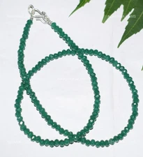 925 Silver Round Lab Emerald Jade Gemstone Artisan Wife Beaded Necklace Jewelry