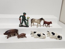 Manoil Barclay Farmer with Animals Pig Cow Horse Metal Figures Lot