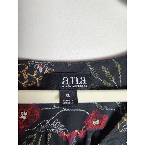 ANA button front floral peasant shirt sz XL stretch waist dark romantic witchy - Picture 6 of 9