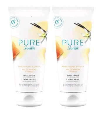2 PACK Pure by Gillette Venus Shaving Cream Manuka Honey and Vanilla 6oz, 177 ml