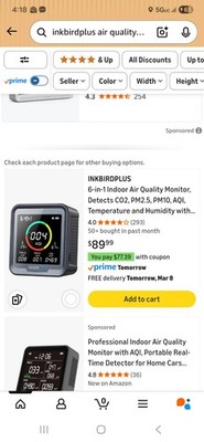 Inkbird Portable CO2 PM2.5 PM10 AQI Detector Air Quality Monitor Temp Humidity 6