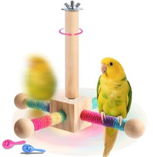 Kyouki Bird Perch Toy Parakeets Toy for Small Medium Parrots - 360 Spinning