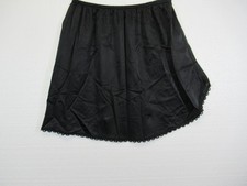 Vintage Warners Satin Mini Skirt Half Slip Women Large Black Nylon