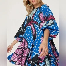 RHODE Blue Printed Ella Dress Sz XS