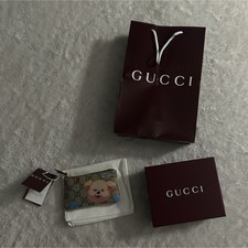 Gucci GG Logo Leather Pig Print Key Chain Key...