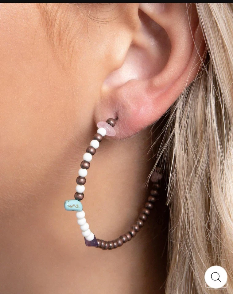 Серьги-кольца папарацци с заостренными обещаниями из меди и бирюзы - Изображение 3 из 3