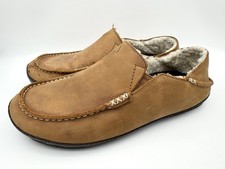 OluKai Moloa Leather Slip-On Shoes   Shearling Lined   Brown   Men  s Size 9 M