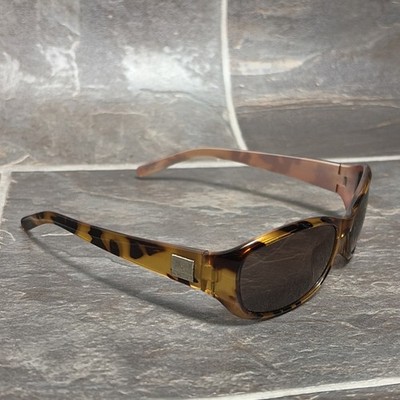 Y2K Suncloud Tortoise Shell Sunglasses Brown Lens Slim Wrap Womens Retro 2000s