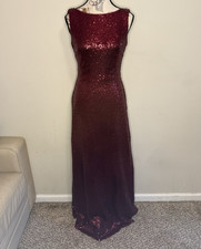Jenny Yoo Burgundy Sequin Sheath Long Dress Sleeveless Scoop Neck Formal 6