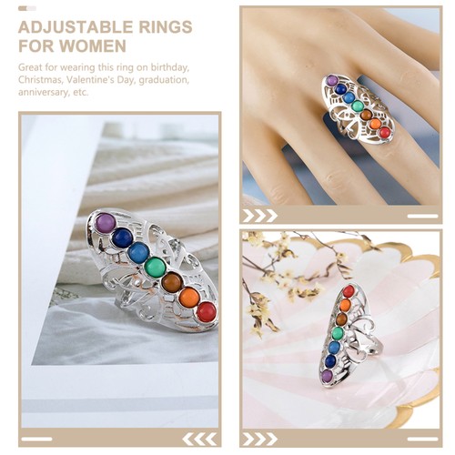 Verstellbarer Ring für Frauen, kleiner Regenbogen-Fingerring, dekorativer Ring, - Bild 6 von 12