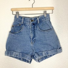Vintage Esprit Jean Shorts Womens 5 Blue High Rise Denim Cuffed Rolled Hem 90s