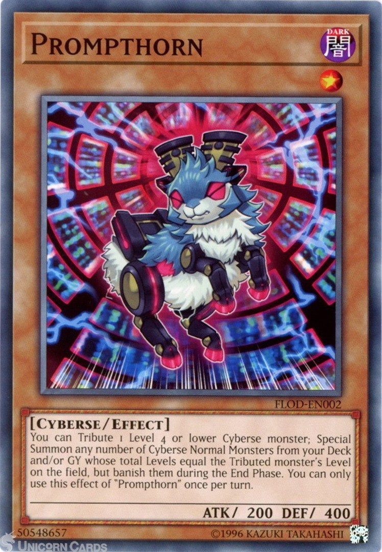 FLOD-EN002 Prompthorn Common UNL Edition Mint YuGiOh Card
