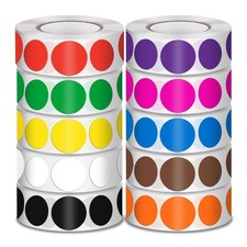 10000 Pcs 3/4 in Round Color Coding Labels Stickers Roll, Adhesive Assorted...