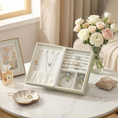 Jewelry Box Organizer PU Leather Diary Jewelry Box Magic Book Design for Earr...