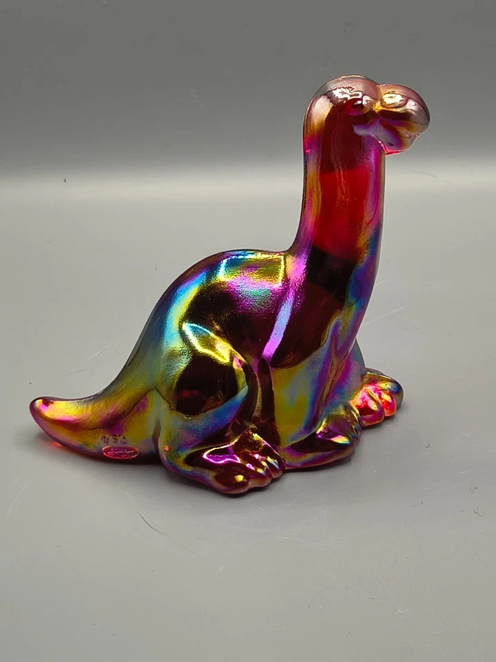 Fenton Ruby Red Carnival Iridized Dinosaur Figurine Pressed By Mosser - Image 2 of 4