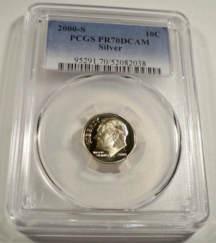 2000-S 10c SILVER PCGS PR70DCAM ROOSEVELT DIME PROOF DEEP CAMEO PR 70 DC