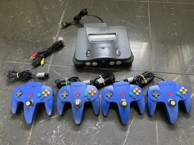 Nintendo 64 N64 KONSOLE black - schwarz - 4x blaue Controller - SET - PAL d