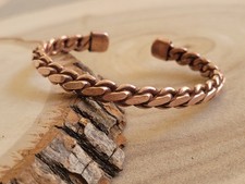 Pure Copper Bracelet Solid Heavy Twist Arthritis Pain Therapy Healing Cuff