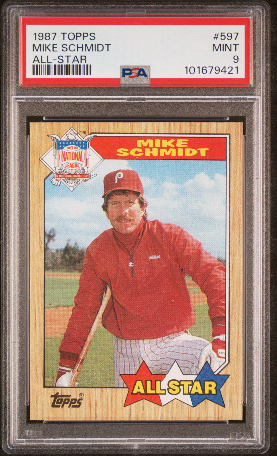 1987 TOPPS ALL-STAR #597 MIKE SCHMIDT PSA 9