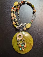 Silpada N1855 Kabkaban Wood Leaf 925 Sterling Silver Beaded Necklace 18” - 20”