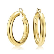 Chunky Gold Hoop Earrings - 14K Gold Plated Earrings for Women Hollow Tube Li...