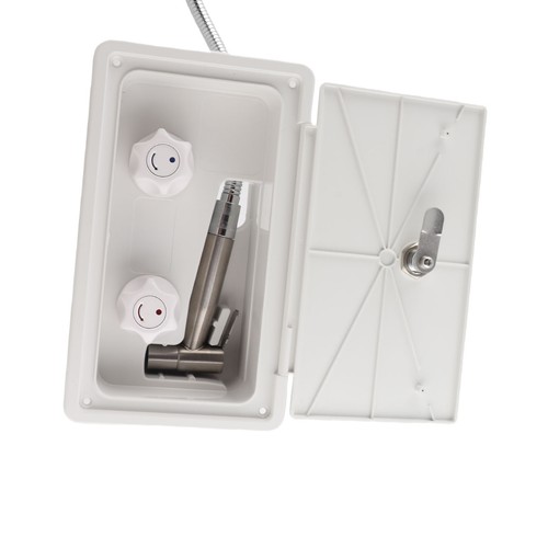 (White With Metal Tubes) Exterior Shower Box Kit 1.5m Metal Hose Outdoor - Picture 14 of 22