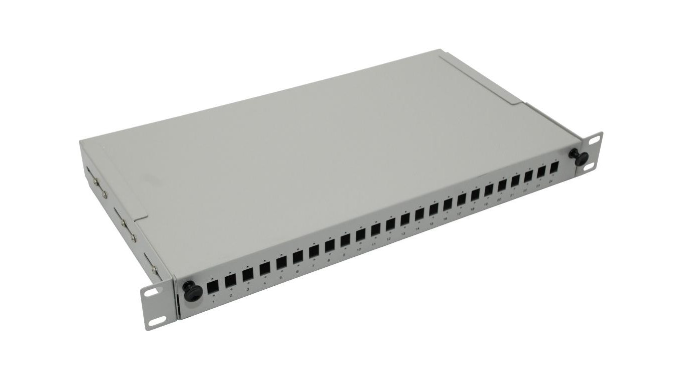 Fiber optic distribution box 1U/19, 24xSC Simplex, retractable /T2UK