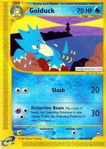 Heavily Played, English Pokemon Regular Golduck - 50a/147 - Uncommon Aquapolis