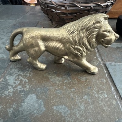 Brass Lion Statue Polished Solid Brass African Lion Figure Large Brass Sculpture