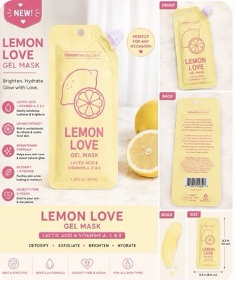 Global Beauty Care Lemon Love Gel Face Mask Lactic Acid Vit A C E 1.18 oz
