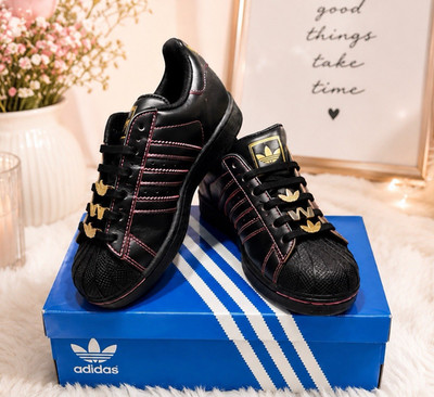 Adidas Superstar Black Pink Gold Women s Sneakers Shoes Size 6 NWT