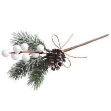 12 Pieces Artificial Pine Picks Christmas Tree with White Berries Pinecones