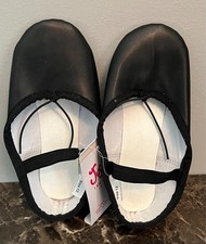 Justice Ballet Dance Shoes Leather Sole Black Girls SIZE 12NEW