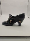 Fenton Black Harvest Berry Glass Slipper/Shoe Hand Painted By C. Smith
