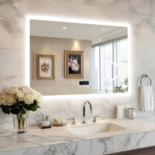 80/120CM LED Bathroom Mirror with Bluetooth Dimmable Backlit Mirror 3X Magnifier