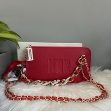 Pochette pochette nuova DIOR rossa trucco cosmetico pelle PU + catena tracolla