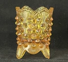 Vintage Fenton Amber Glass Footed Toothpick Holder
